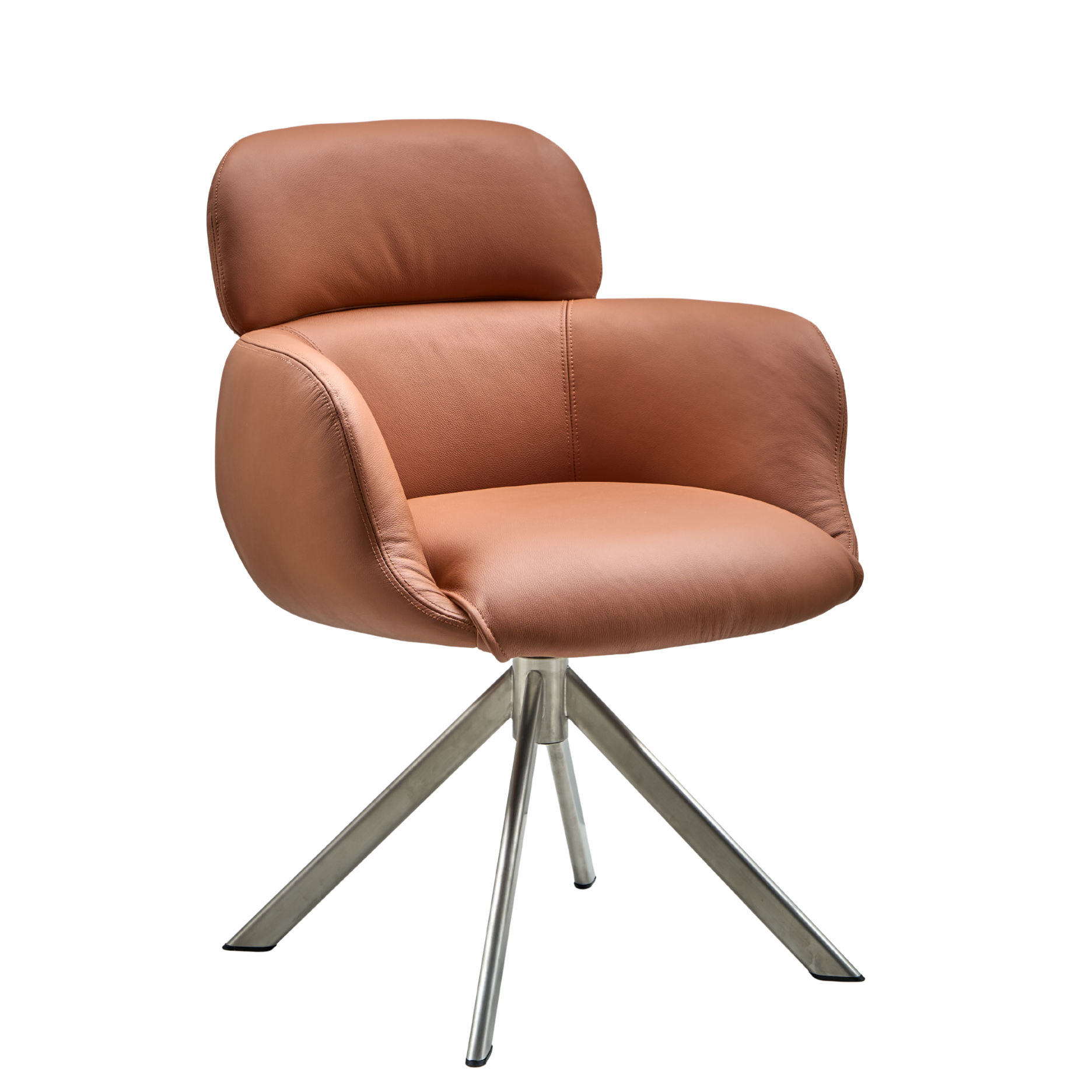 Sumo Esszimmerstuhl – Leder mit Drehgestell (Edelstahl)